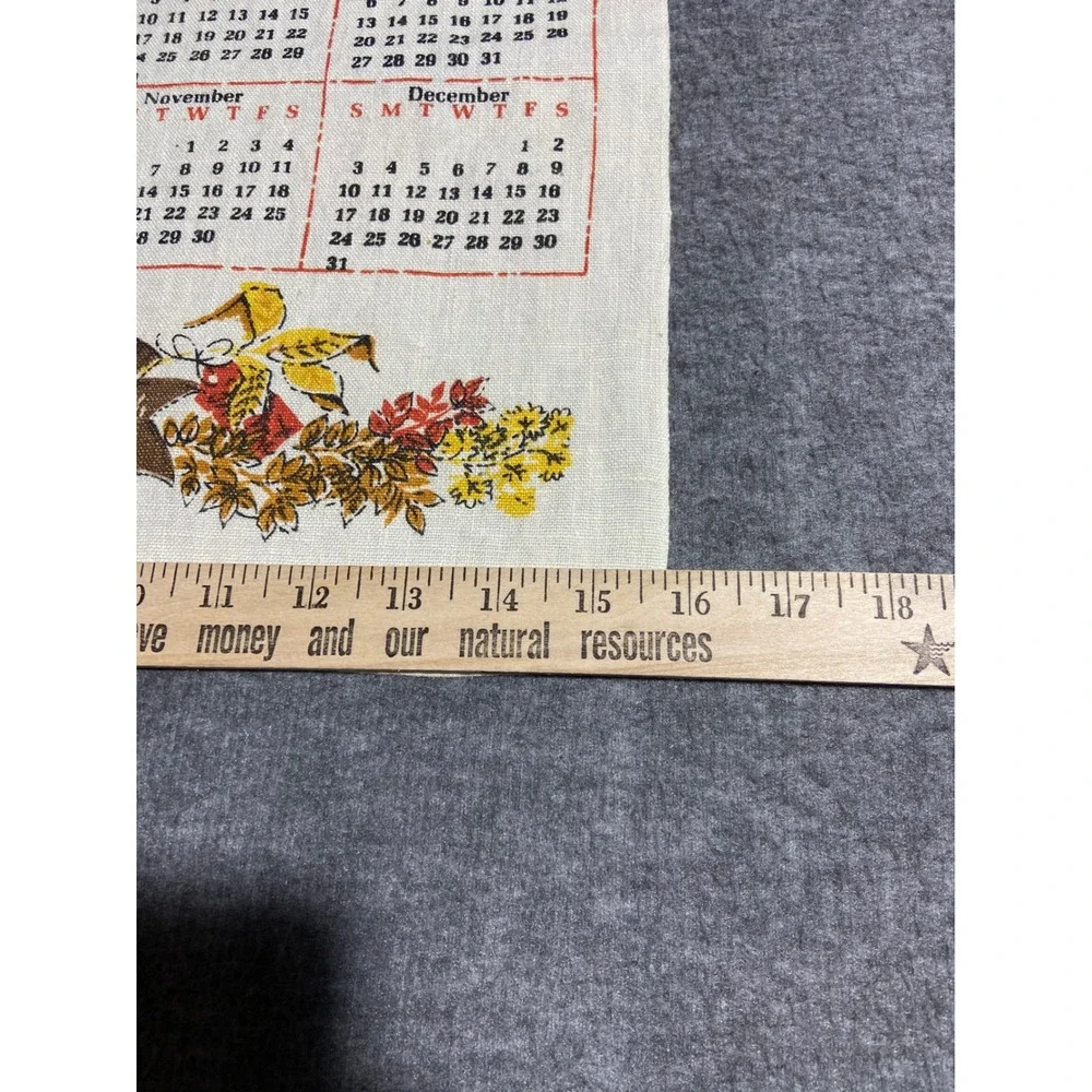 Vintage Calendar Tea Towels Lot 3 Multicolor 1967 1972 1973 Linen Farmhouse